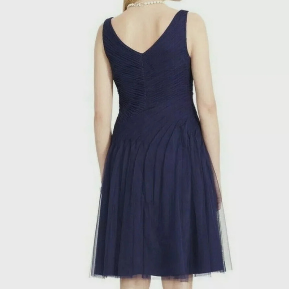 $250 LAUREN RALPH LAUREN Evening  Shirred Tulle Fit & Flare Sleeveless Dress 10 - Picture 4 of 12